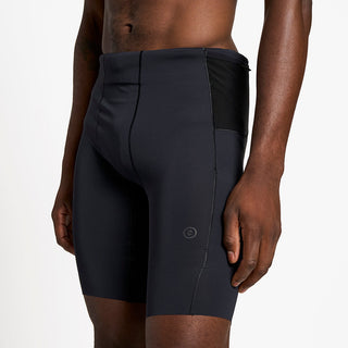 closer front view of the ciele athletics race ready and performance driven tights named CRGTight in shadowsphinx color, on a model