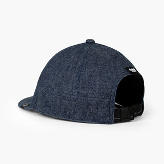 back view of ciele athletics CRWCap short brim unisex running hat with shorter brim from the Lifestyle Edition collection, in denim indigo color